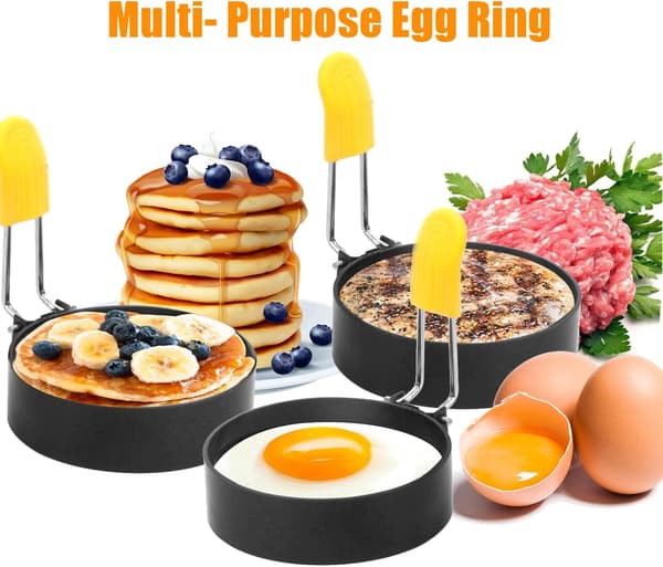 Æggering i rustfrit stål, 2-pak nonstick maker til stegning og McMuffins, form til pandekogning, forme til stegeplade, cirkler til morgenmadssandwich