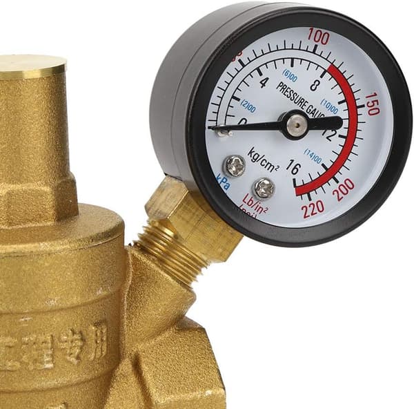 Trykkreduserer DN20 messing justerbar vanntrykkregulator med vannmåler.