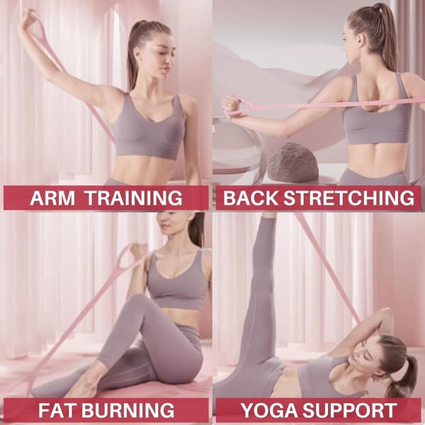 Modstandsbånd latex elastisk perfekt til styrketræning yoga Pilates udstrækning Pink