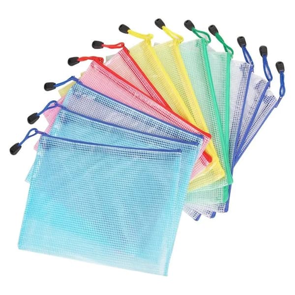 12-pack A5 PVC-dokumentväskor med dragkedja, genomskinliga dokumentväskor för dokumentförvaring, kontorsmaterial