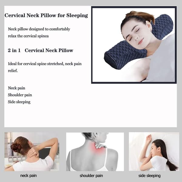 Cervikal nackkudde för smärtlindring Sovande nackrullkudde Memory Foam för stel nacksmärta Resestödkudde för sängen för sidan