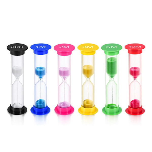 Sandpot timer 6 farvede timeglas 30 sekunder / 1 minut / 2 minutter / 3 minutter / 5 minutter / 10 minutter sandur sandglas