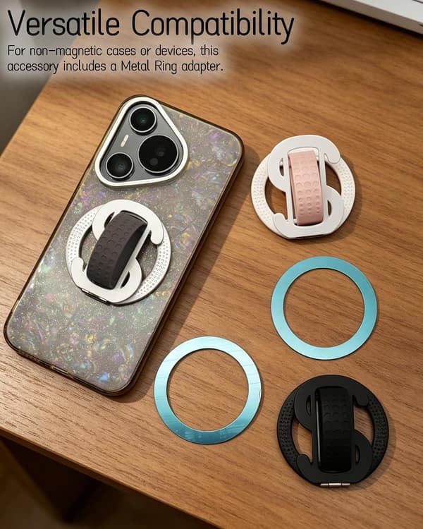 Magnetisk Telefonholder til MagSafe Håndfri Holder Zinklegering Dollarformet Mobiltelefonstativ med Ring Kickstand Loop til iPhone 12-17 Serien