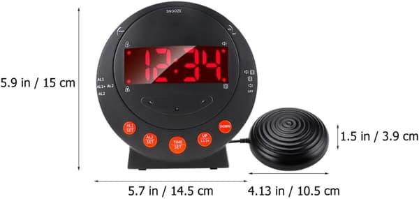 Digital vibrerande väckarklocka med sängskakare, dubbla larm, högljudd plastklocka för döva, tungsovare, äldre, hemmabruk, sovrum (batterier ingår ej)