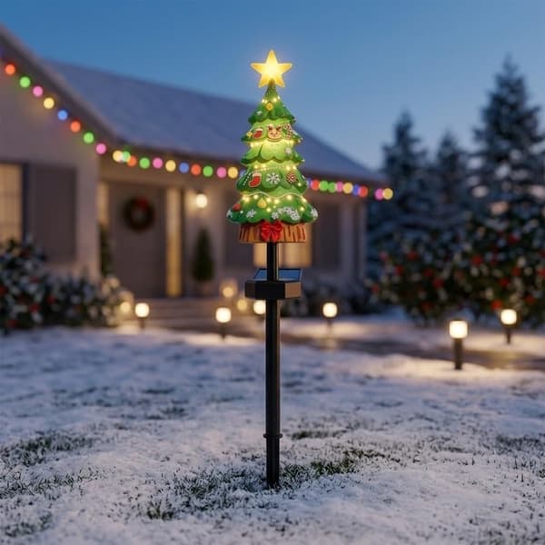 2 st solcellsdrivna snögubbe-gångbelysningar för juldekoration utomhus
