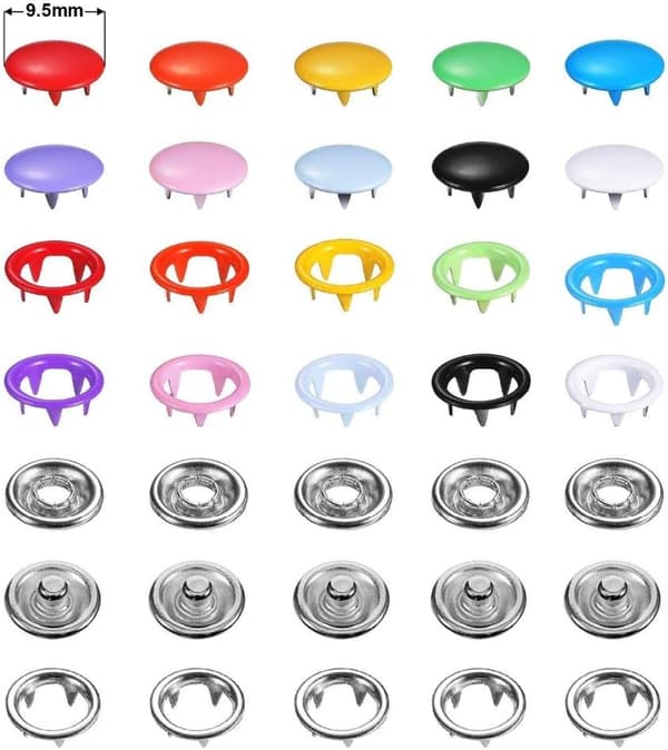 200 trykknapper sett metall 12,5 mm for syhåndverk