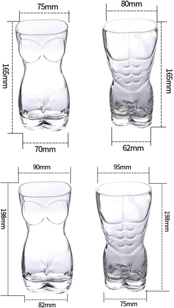 Ölmugg bordsdekoration staty skulptur 700ml och 580ml intressant och ny transparent kroppsform bar glasstaty
