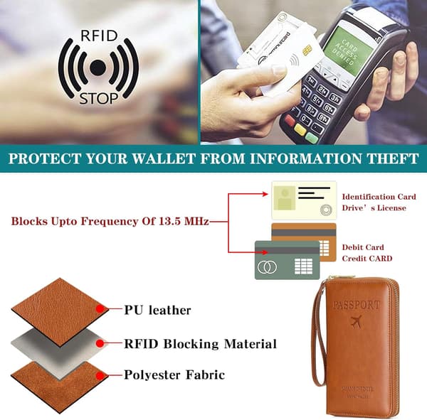 Læder RFID-blokerende pasmappe Rejsepung Pasomslag/Rejsepung til kvinder/mænd med