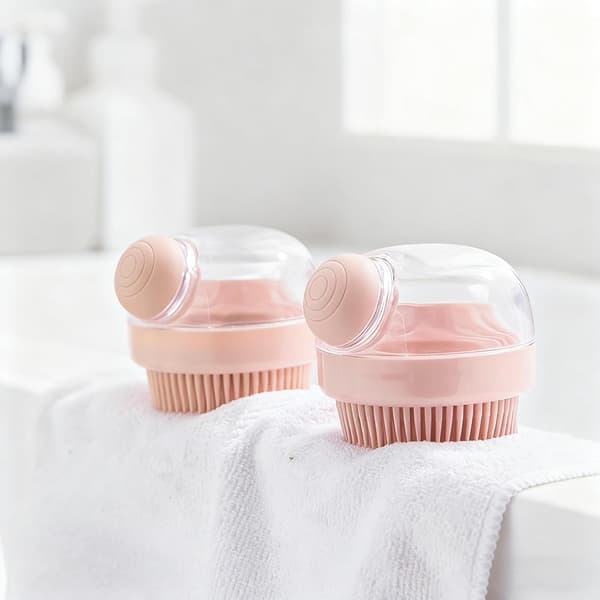 Hårbottenmassager Hårväxt Rosa Silikon Hårmassager Hårbottenborste med Schampodispenser för Avkoppling och Rengöring