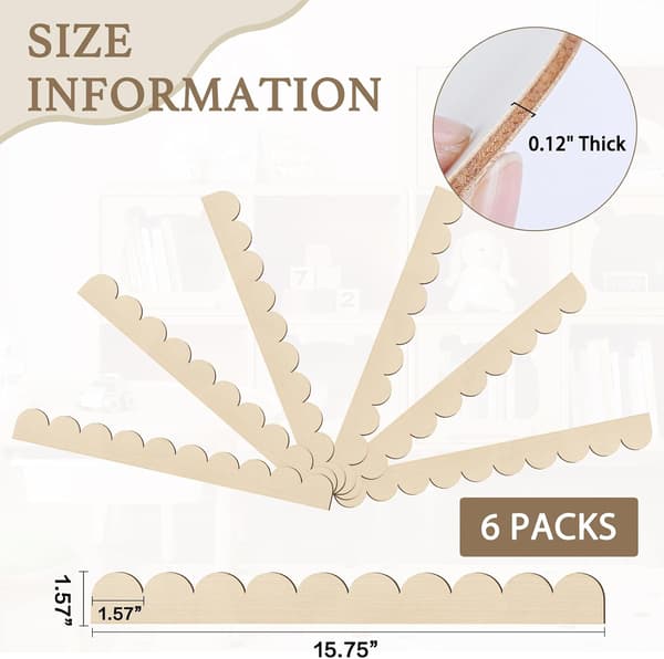 Dekorativ vågig trälist, 6-pack
