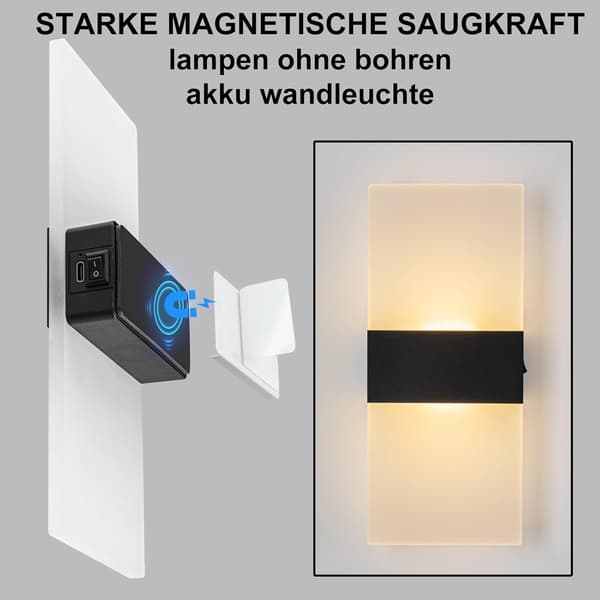 Vägglampa set dubbelpack touchkontroll 2000mAh batteridriven sänglampa dimbar vägglampa för sovrum.