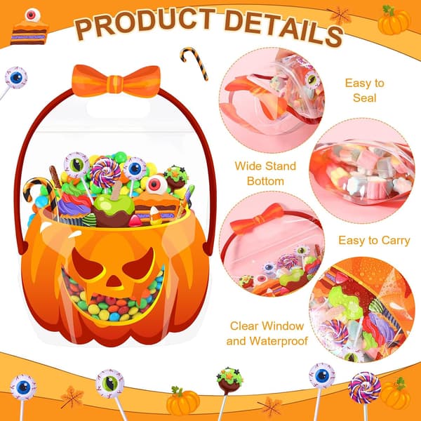 25 stk Halloween Godteposer med Håndtak, Gresskar Plast pumpkin 25PCS