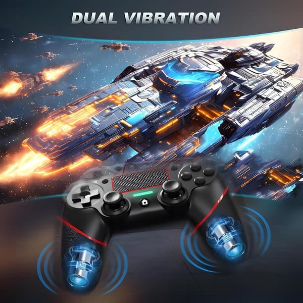 Kablet controller til pc med dobbelt vibration og bevægelsesmotorer kompatibel med PS4 og Windows 11/10/8/7 Red
