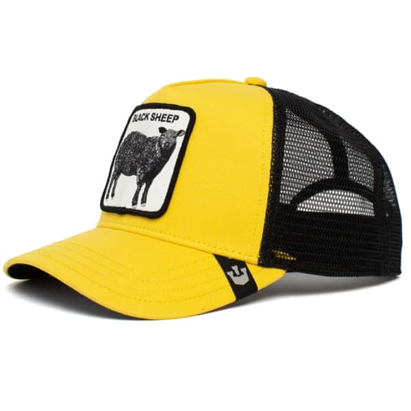 Fiskenettlue med brodert dyredesign Yellow Goat