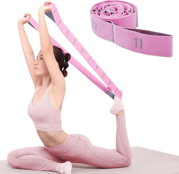 11Loops Stretchband Yoga Pilates Balett Fysioterapi Stretchingrem för Flexibilitet Bensträckningsövning Hållbar Stretchingutrustning