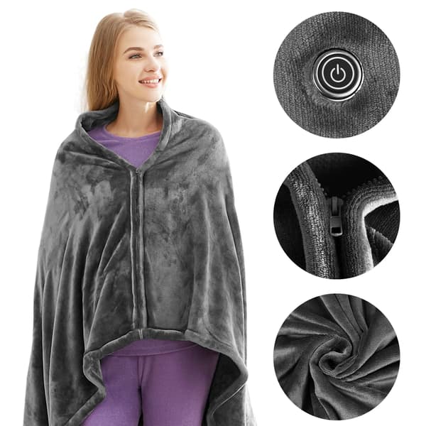Elektrisk filt 150 x 80 cm Polyesterfleece USB-laddning 3 temperaturnivåer Vuxen Unisex Vinter Lätt Modern Pläd