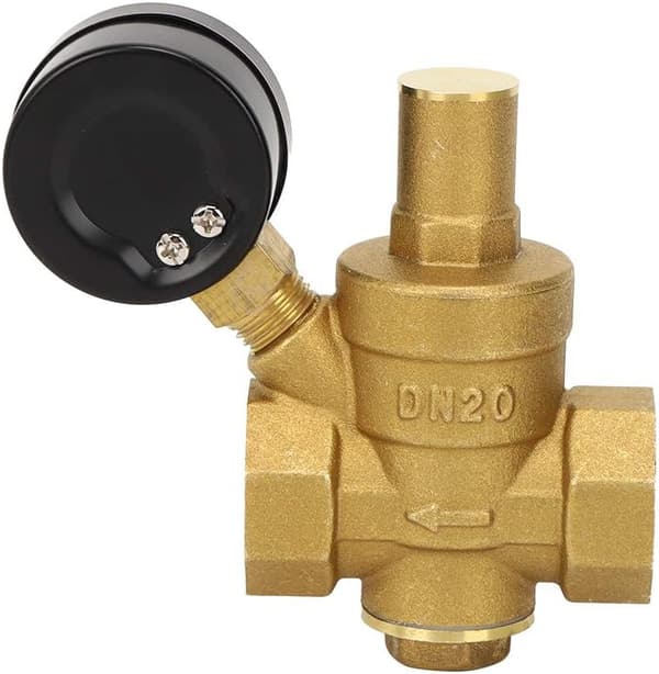 Trykkreduserer DN20 messing justerbar vanntrykkregulator med vannmåler.