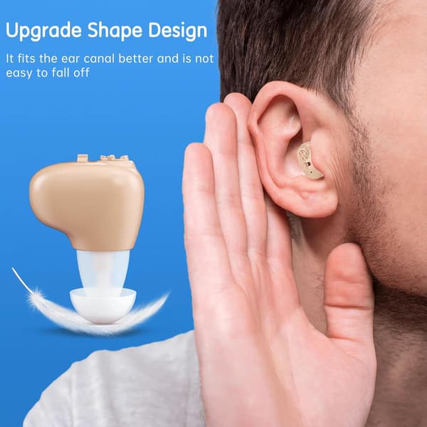 Oppladbar in-ear/bak-øret lydforsterker for høreapparater for eldre.