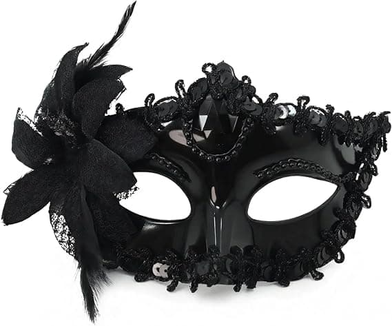 Spets Venedig Maskeradmask för Kvinnor (Svart)