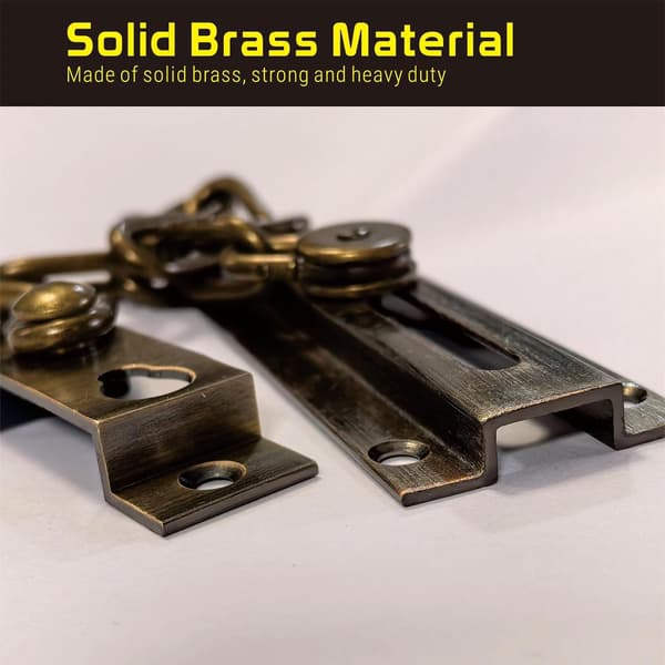 Sikkerhetsdørlås, kraftig lang kjede og solid messing med antikk finish, sterk og rustbestandig kjedelås (antikk)