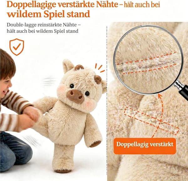 45 cm springande ko plyschleksak – mjukt gosedjur i springande pose, söt heminredningspresent