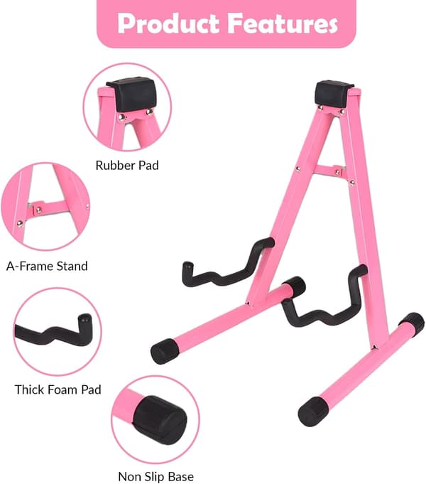 Universal foldbart instrumentstativ guitarstativ A-ramme musikstativ beslag pink