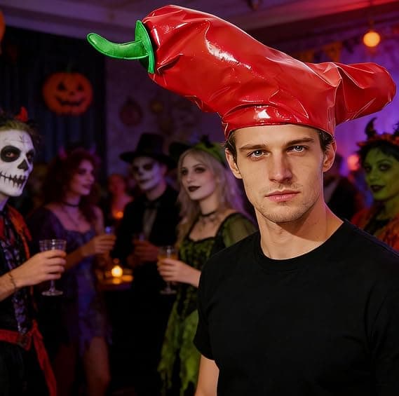 Nyhet Het Pepparhatt Rolig Röd Chilipepparhatt Kostymmask för Halloween Julfest