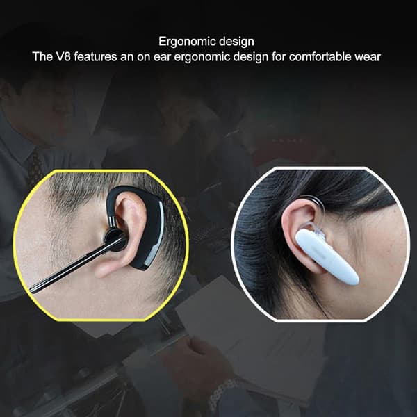 Trådlöst Bluetooth-headset med ultralång batteritid, mini sport samtal affärsbrusreducerande headset V8