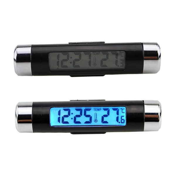 Bilur Termometer 2 i 1 LED Display med Baggrundsbelysning Bilinstrumentbræt Temperaturmåler til Køretøjer Nem Installation