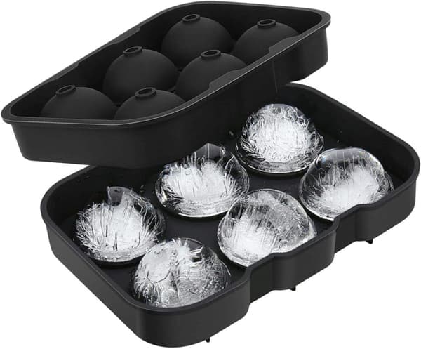 Silikoninen jäämuotti, 6 pyöreää jääpalloa, musta