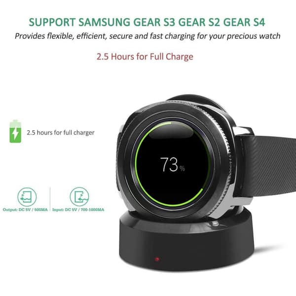 Gear S3 -kellon laturi S4 S2 langaton Qi-latausteline Classic/Frontier-älykellolle