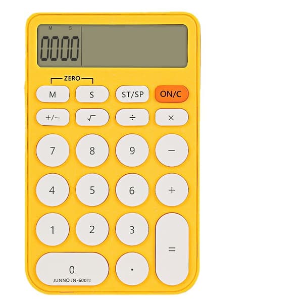 2-i-1 Kalkulator med Timer | Bærbar Elektronisk Skrivebordskalkulator med Nedtelling og Stoppeklokkefunksjon for Kontor, Hjem og Studenter