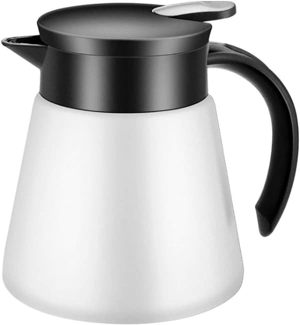 Termokande til kaffe, tekande 680 ml, rustfrit stål, isoleret kande, dobbeltvægget vakuumisoleret kaffe-, vand- og drikkevaredispenser (hvid)