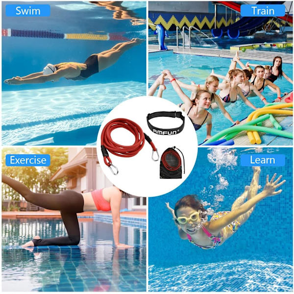 Simmotståndsband Poolbälte Justerbart Simmotståndsband Justerbart Simelastiskt Poolbälte (Röd 4 meter)