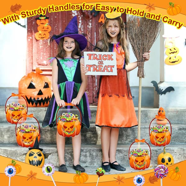 50 st Halloween-godispåsar med handtag, pumpa i plast pumpkin 50PCS