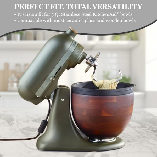 MixAid Silikonskålsfoder för KitchenAid Tilt-Head 5 Qt Köksmaskiner - 3 Silikonfoder och Lock – Ersättningstillbehör för Köksmaskin – Ej för Bowl-Lift Modell