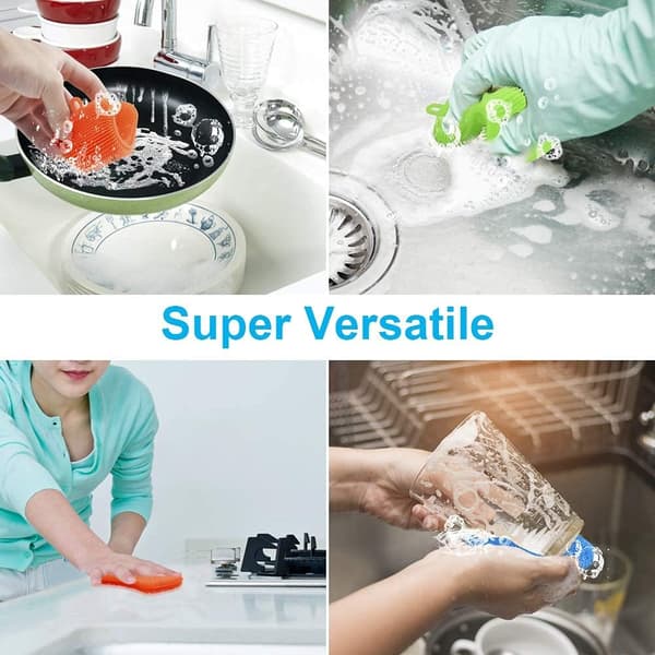3-delt sett med silikon oppvasksvamper, ultra-matkvalitets silikonsvamper, multifunksjonelle og effektive kjøkkensvamper/skrubbere.