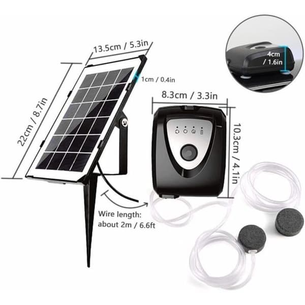 Solar damlufter – 3,5 W effekt – 4000 mAh batteri – Innebygd USB – Miljøvennlig