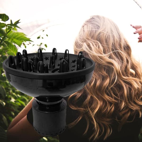 Universal hårdiffusor anpassningsbar hårtorksfäste för hårtorksmunstycken från 3,8-6 cm diameter Black