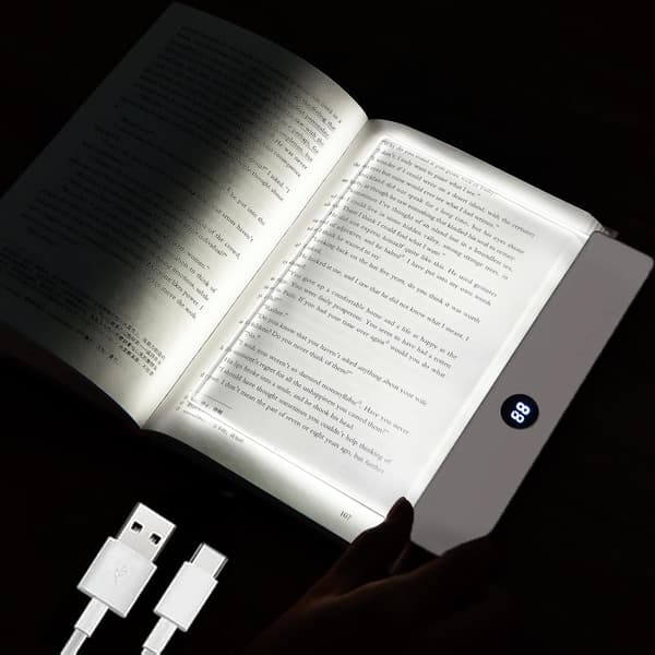 Dimbar LED-leselys 3 farger flat boklampe for lesing Oppladbare helsideslys med timer Bærbare bokmerkelamper Klips på studie (hvit) white
