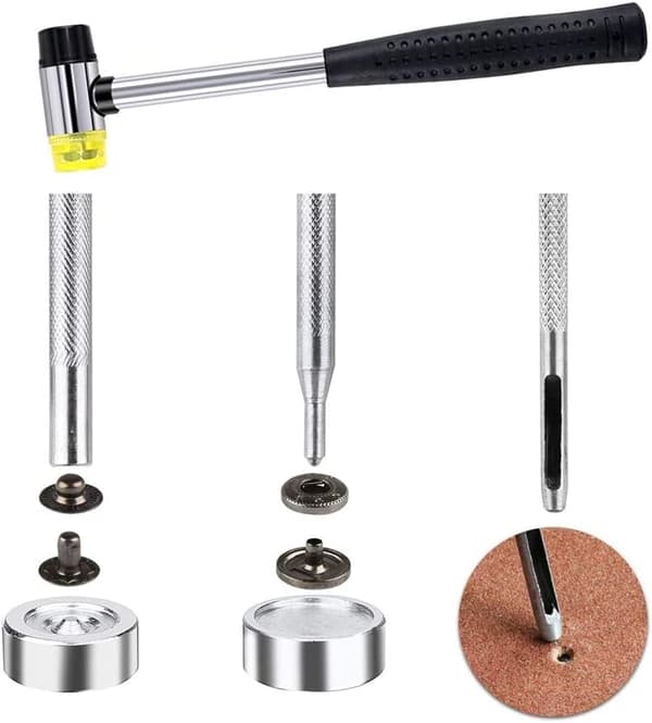120 set tryckknappar för läder 12 mm metallknappar tryckknappar med 4 verktyg 1 hammare 4 färger läderknappar för kläder jackor