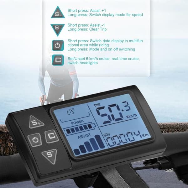 Elektrisk cykel LCD-display S861 Elektrisk skoter hastighetsmätare LCD-panel skärmbyte med SM-kontakt för cykelmodifiering