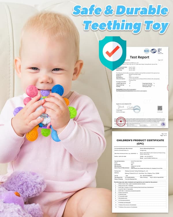 Bitringar för 0-2 år gamla bebisar, magtidleksaker, Montessori babyleksaker, nyfödda sensoriska leksaker, julstrumpfyllare för bebisar.