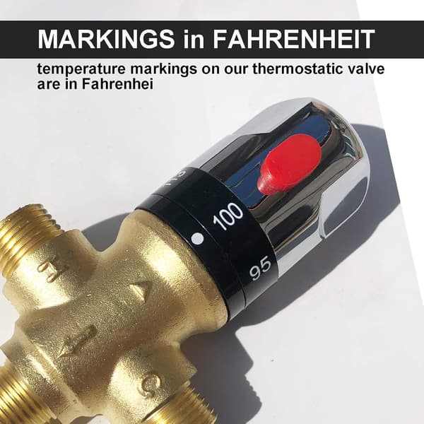 Termostatisk blandeventil med 1/2 NPT utvendige tilkoblinger, vanntemperaturreguleringsventil, solid messing