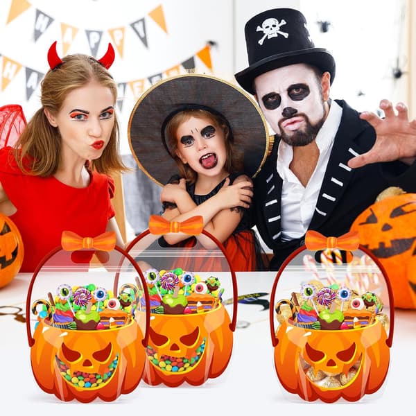 25 stk. Halloween-slikposer med håndtag, græskarplastik pumpkin 25PCS