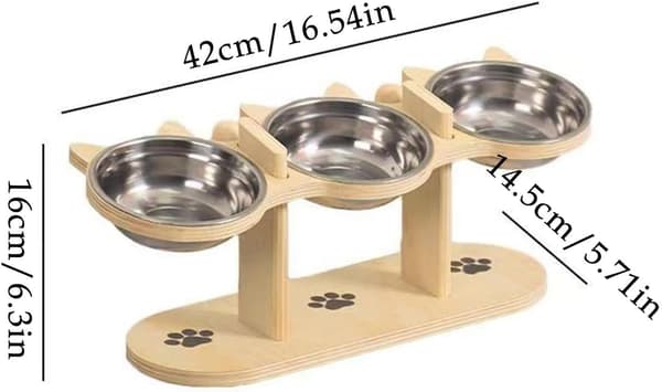 Upphöjd kattskål i trästativ Vattenmatare