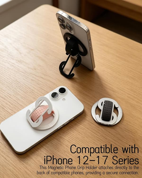 Magnetisk Telefonholder til MagSafe Håndfri Holder Zinklegering Dollarformet Mobiltelefonstativ med Ring Kickstand Loop til iPhone 12-17 Serien