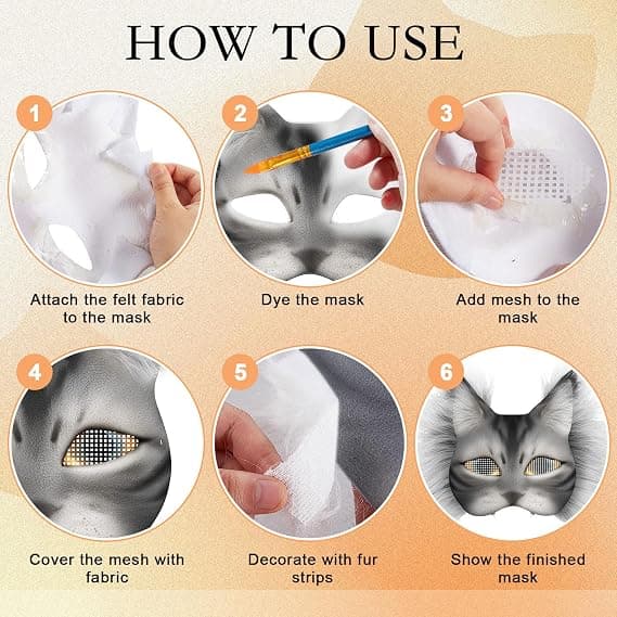 Therian Katte Maske Sæt DIY Tomme Baser