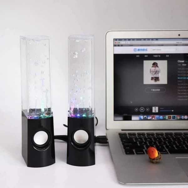 Fargerik LED-vannhøyttaler med dansende fontene lysshowlyd for PC MP3-spiller bærbare datamaskiner (svart)