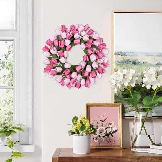 Tulipan krans - Sommer silke blomsterkrans - Rosa